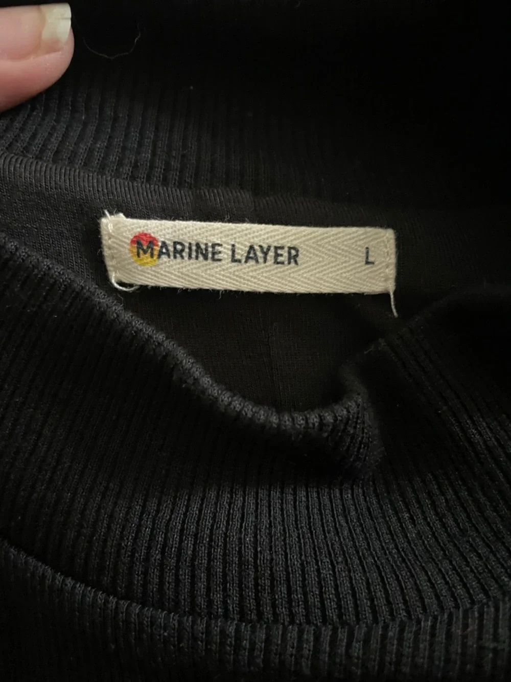 Marine Layer Black Lexi Rib Mock Neck Midi Dress - Picture 6 of 7